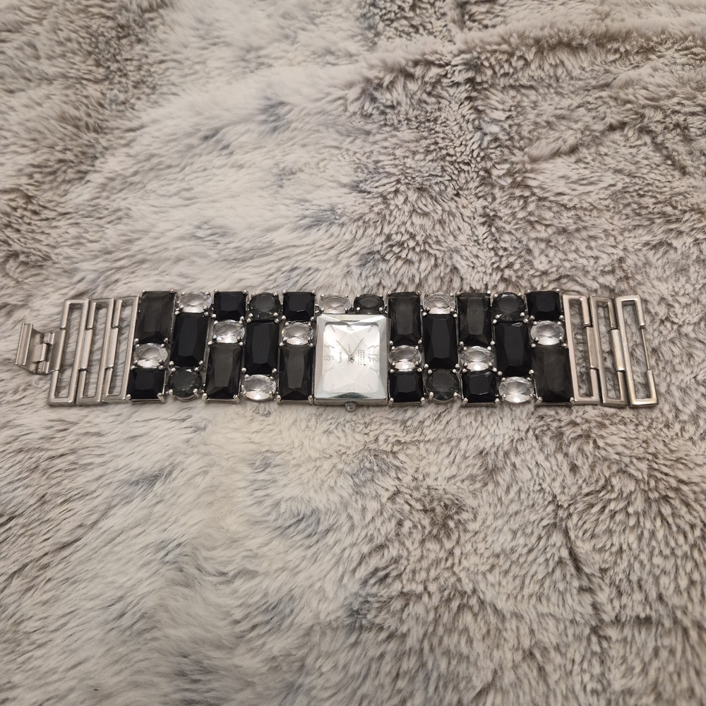 Badgley Mischka Silver and Black Timepiece